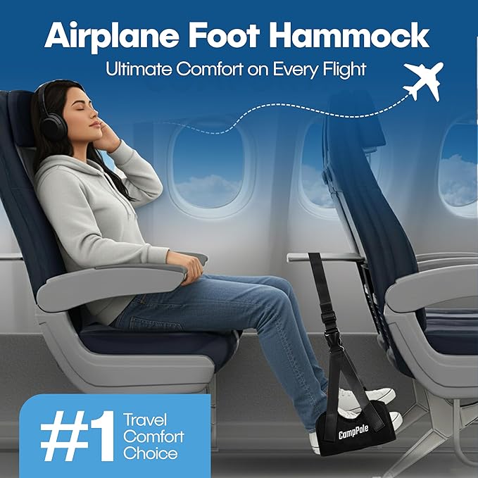 No-Collapse Airplane Foot Hammock, Foot Hammock for Plane Travel, Thickened Bamboo Airplane Footrest, Adjustable Footrest for Office Desk, Long Flight