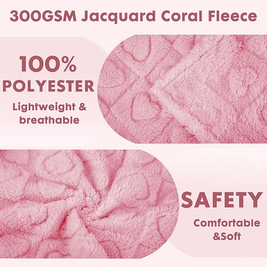 gogobunny Calming Plush Dog Cat Blanket 300GSM Coral Fleece, Ultra-Soft Machine Washable Pet Bedding for Small Medium Dogs Cats Puppies Kittens (Pink, 60x80)