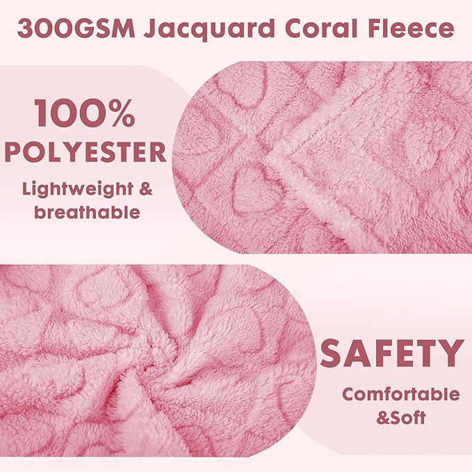 gogobunny Calming Plush Dog Cat Blanket 300GSM Coral Fleece, Ultra-Soft Machine Washable Pet Bedding for Small Medium Dogs Cats Puppies Kittens (Pink, 50x60)