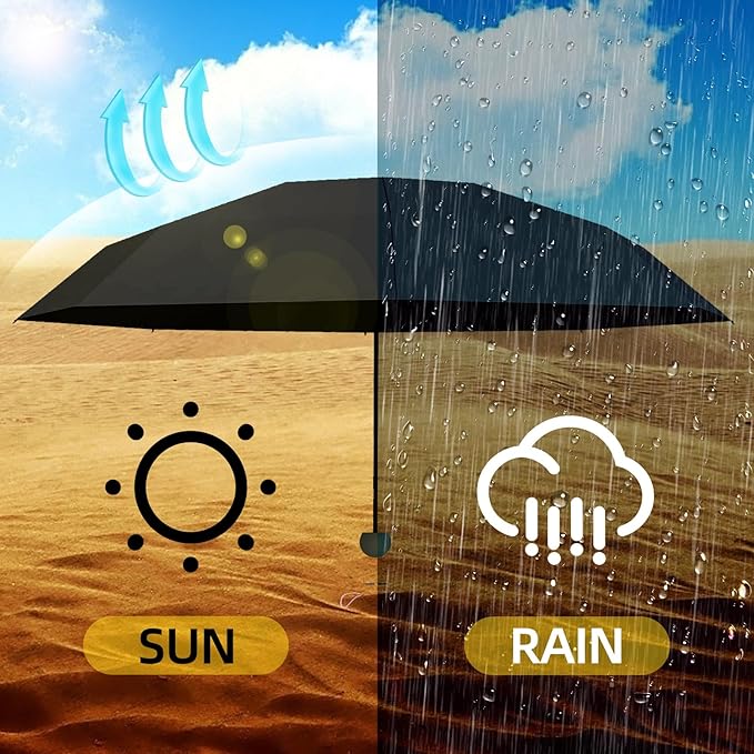 Travel Mini Compact Folding Umbrella with Case - UV Sun & Rain Protection, Lightweight Portable Pocket Umbrella for Women Men Kids, Fits Purse Backpack