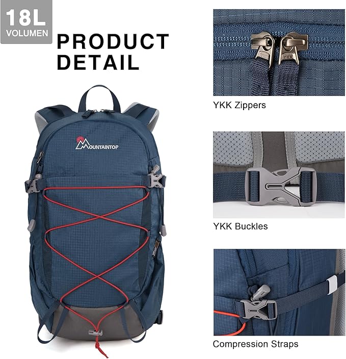MOUNTAINTOP 18L/25L/40L Hiking Backpack,Lightweight Travel Backpack with Rain Cover for Outdoor Backpacking, Camping