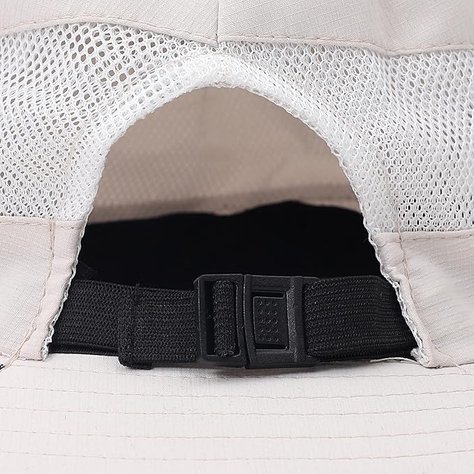 Womens Summer Sun Hat Beach Hat Wide Brim Outdoor UV Protection Hat Foldable Cool Mesh Ponytail Bucket Hat