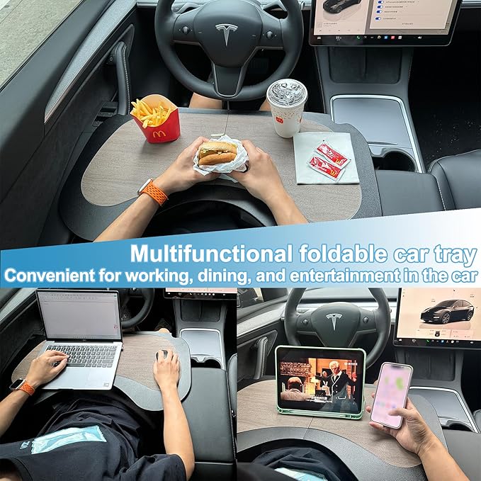 Smasener for Tesla Model 3 Model Y Car Laptop Table, Car Dining Table Tray, Foldable Large Size Multipurpose Tesla Car Tray, Tesla Accessories