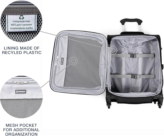 Travelpro Maxlite 5 Softside Expandable Luggage with 4 Spinner Wheels, Lightweight Suitcase, Men and Women, International, Black, Carry-on 19-Inch