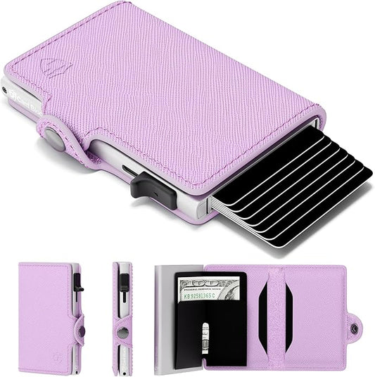 Conceal Plus Small RFID Wallet Women, Slim Compact Travel RFID Blocking Credit Card Holder Womens Wallet, Smart Pop Up RFID Minimalist Card Case, Capacity 6-10 Cards Plus Cash & ID