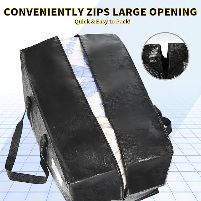 Heavy Duty Extra Large Moving Bags,69 Gallon Jumbo Packing Bags,Huge Moving Storage Bags with Strong Zippers & Carrying Handles,Reusable Big Moving Storage Bags for College Dorm Travel 1Pack