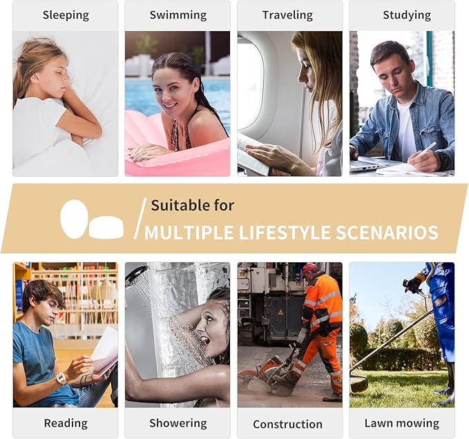 LYSIAN Silicone Moldable Earplugs Waterproof-27dB SNR Ear Plugs for Sleeping Noise Cancelling, Shower, Work and Study-Skin Color 5 Pairs