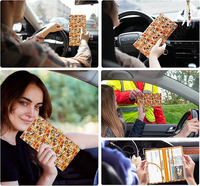 Car Registration and Insurance Card Holder, Document Holder for Cards, Driver Vehicle License Document Glove Box Compartment Organizer, Car Essentials For Women