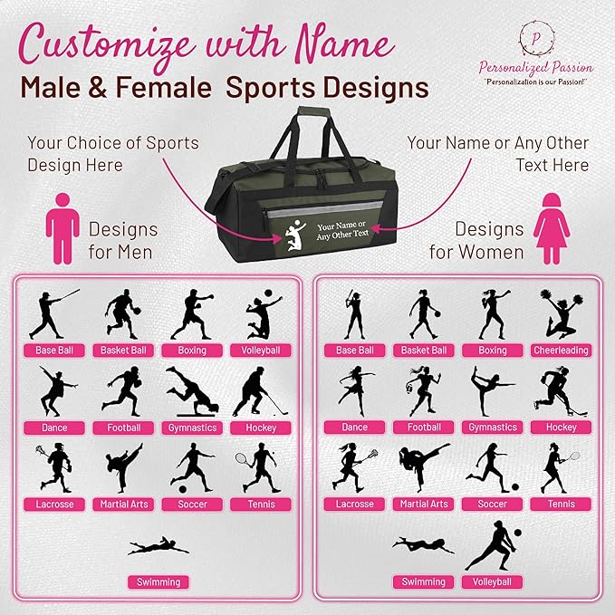 Personalized Sports Duffel Bags for Men and Women - 22” Customized Travel Duffle with Name & Soccer Design - Water Resistant Two-Toned Overnight Weekender Bag - Red