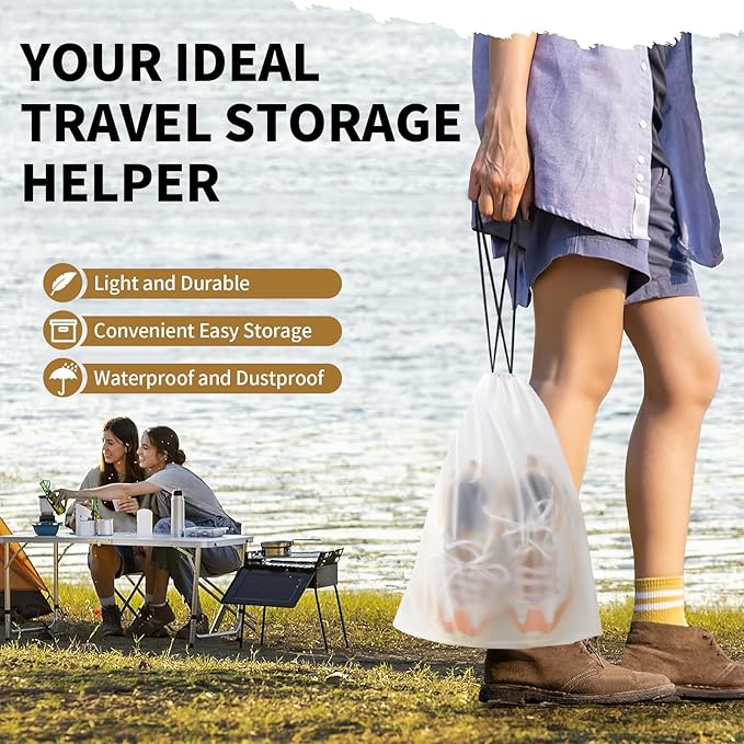 20 Pack Shoe Bags for Travel, 15.7" x 11.8" Clear Travel Shoe Bags for Packing, Large Waterproof Portable Drawstring Travel Shoe Storage Bag Travel Essentials Women for and Men