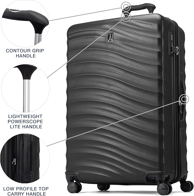 Travelpro Maxlite Air V2 Hardside Expandable Checked Luggage, 8 Spinner Wheels, Lightweight Hard Shell Suitcase, TSA lock, Black, Checked Large 28-Inch