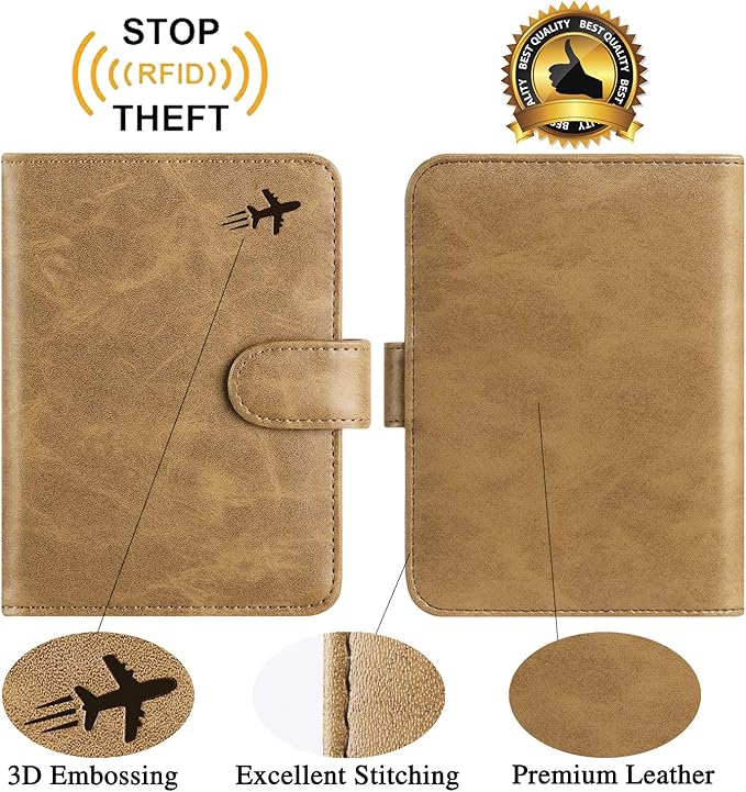 Passport Holder Cover Wallet RFID Blocking Leather Card Case Travel Accessories for Women Men (#Brown)