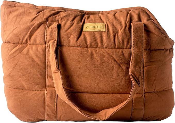 NoblePup Plush Dog Purse Carrier for Small Dogs, Soft Dog Tote Bag with Safety Harness Clip, Cozy Pet Carrier for Dogs Under 15 lbs, Comfortable Dog Shoulder Carrier for Travel, Brown