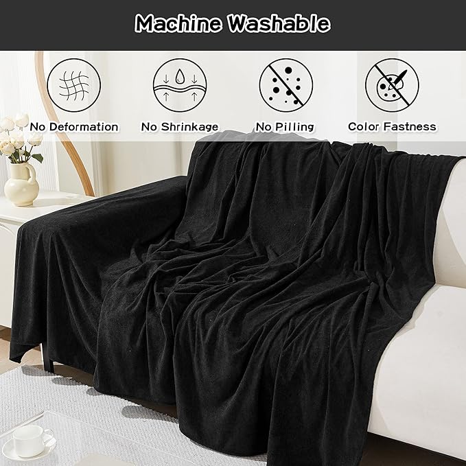 MEETSKY Couch Cover for 2 Cushion Sofa Washable, Cat Scratch Proof Sofa Covers, Furniture Protector Love Seat L Shape Soft Sectional Couch Covers for Dogs Pets, 71" x 102", Black