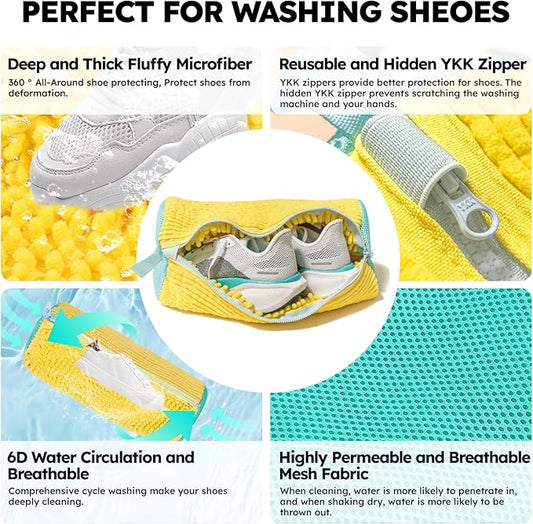 Shoe Washing Machine Bag: Shoe Bag for Washing Machine - Reusable Shoe Cleaning Bag for Sneaker Tennis Shoes Unstain Cleaner Kit