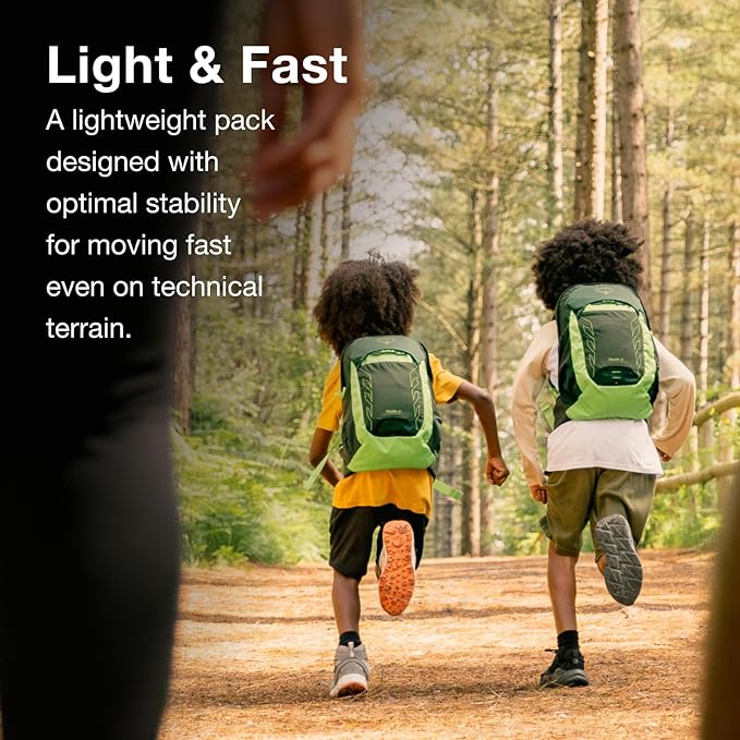 Osprey Talon Jr Boy's Lightweight Hiking Backpack - Kids Adventure Backpack for Travel & Camping, Green Canopy