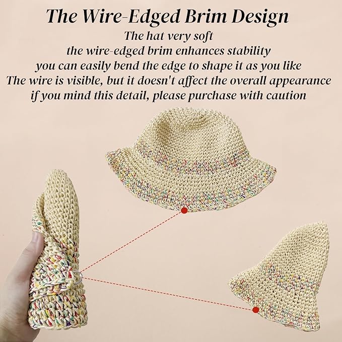 Floppy Big Beach Straw Hats for Women Foldable Summer Wide Brim Packable Sun Hat Womens Travel Straw Fedora Hat