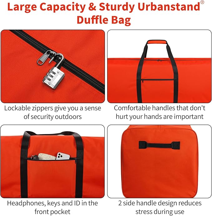 Urbanstand 48 Inch Travel Duffle Bag Extra Large Sport Equipment Duffel Bags with 2-way Lockable Zippers Orange