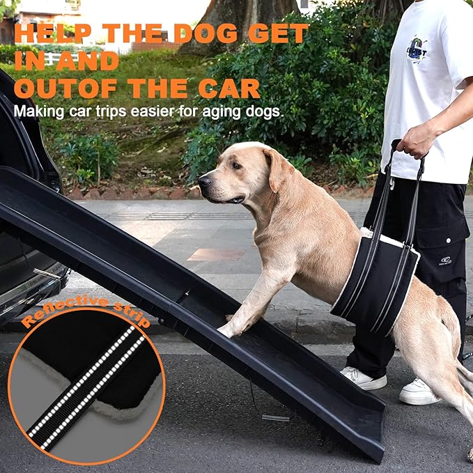 COODEO Adjustable Comfortable Dog Sling with Handle Hind Leg Support Soft Lift Support and Rehab Harness for Weak Rear Legs,Helps Senior, Injured, Disabled and After ACL Surgery Dogs Large (Black, M)