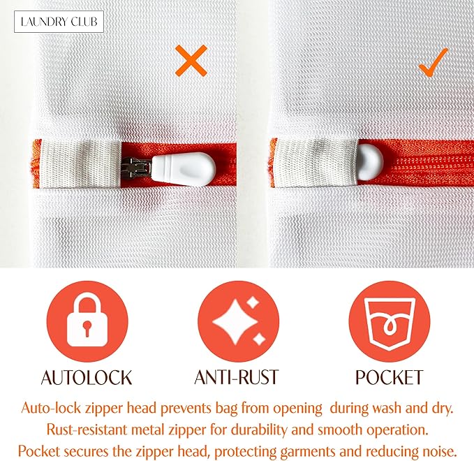 4 Pack Mesh Laundry Bags for Delicates 12inx16in (30cmx40cm), Dryer Safe, Breathable Fine Net, Sturdy Anti-Rust Zipper, Mesh Laundry Bags for Lingerie, Bra, Underwear, Sneakers, Socks, Laundry Club™