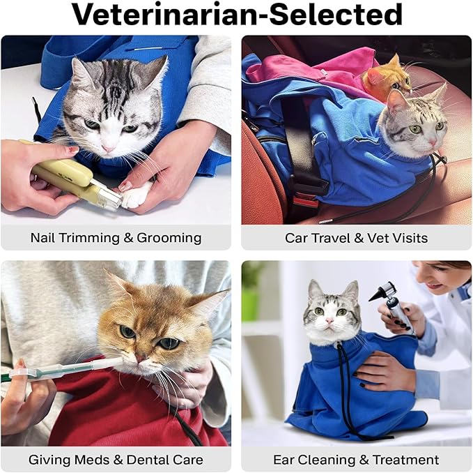 Amkune [Cozy Travel] Cat Carrier Pouch, Soft Cat Carrier for Small Cats, Carrying Sack, Restraint Bag for Nail Trimming, Vet Visits, Giving Meds, Dental Care, Car Travel - Wine Red