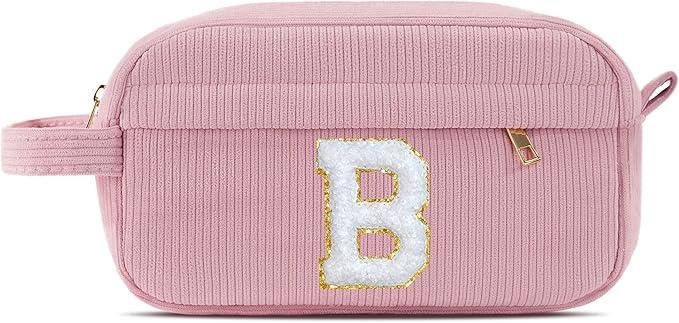 Pocmimut Personalized Makeup Bag,Teen Girl Gifts Trendy Stuff for 6 7 8 9 10 11 12 Year Old Girls,Initial Cosmetic Bag Gifts Graduation Teacher Gifts,B