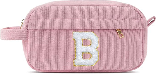 Pocmimut Personalized Makeup Bag,Teen Girl Gifts Trendy Stuff for 6 7 8 9 10 11 12 Year Old Girls,Initial Cosmetic Bag Gifts Graduation Teacher Gifts,B