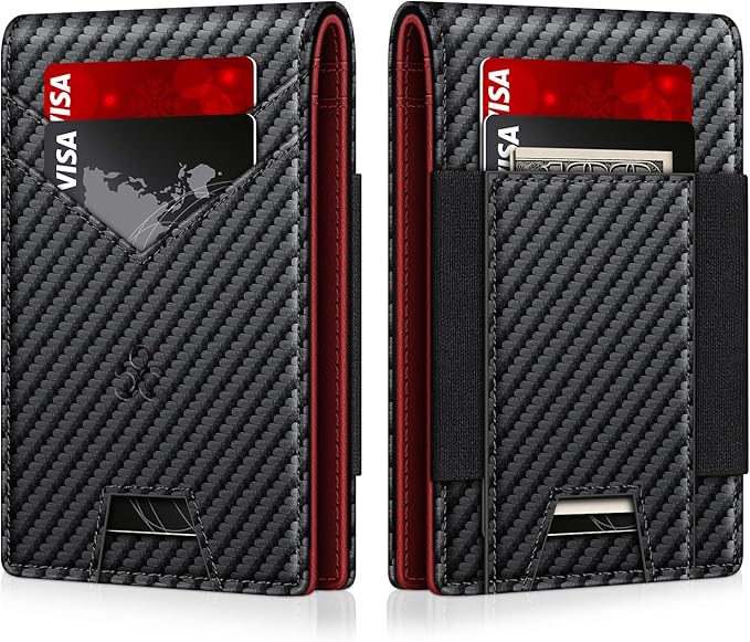 Wallet for Men Slim Leather Wallets for 13-17 Cards, RFID Blocking Thin Card Holder Wallet with ID Window & Large Capacity Cash Slot, Minimalist Bifold Small Wallet for Front Pocket, Gift for Men