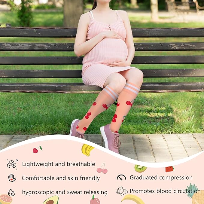 fenglaoda Compression Socks for Women Men Support Circulation 6 Pairs Socks For Nurse, Travel, Flight