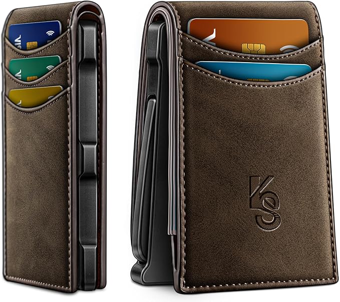 KEMISANT Men Wallet,Slim Wallet Card Case With Magnetic Billfold Flip,Pop-up Access for 12Cards RFID Blocking