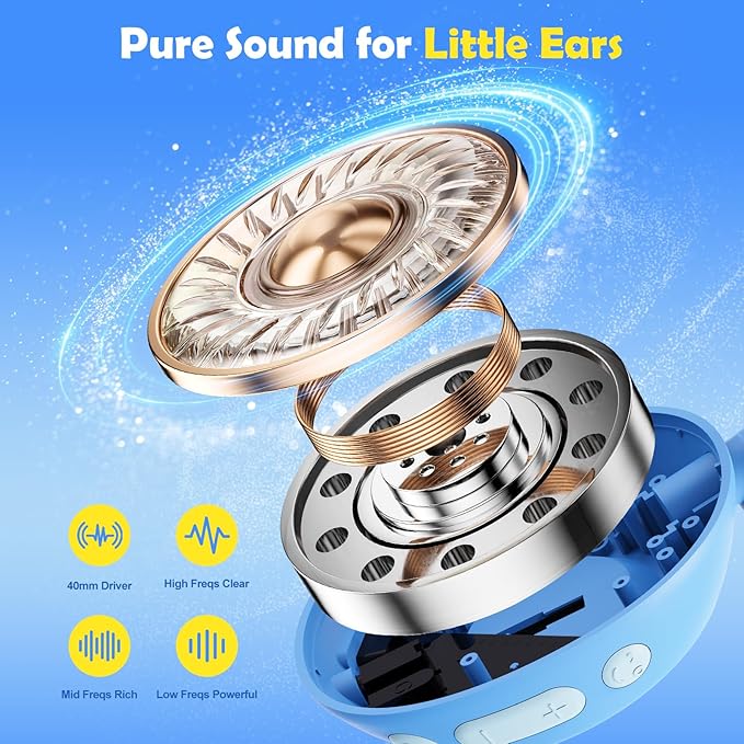 Nova1Star Active Noise Cancelling Headphones for Kids, 70H Play Time,Bluetooth6.0,3-Level Volume 75/85/94dB,ANC Safe Wireless Listen, Fast Charging,with Mic,for School,Travel & Airplane