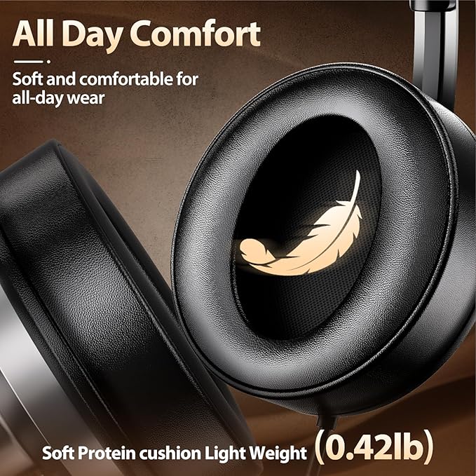 USB C Headphones Wired with Memory Foam,Over-Ear Headphone Sound & Durable Metal Frame Foldable Headphones for Men/Women/Travel/iPhone 16/15, Samsung Galaxy S25/S24, Google Pixel 9, Ideal Gift