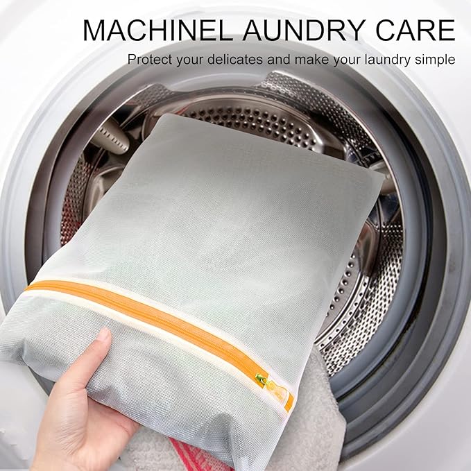 Mesh Laundry Bags 3-Pack Laundry Wash Bag Colorful Zipper for Delicates, Blouse, Hosiery, Stocking, Underwear, Bra Lingerie, Sweater, Travel Storage Bag(Orange, S)