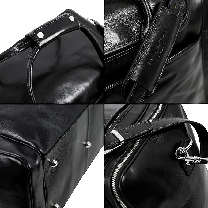 Leather Duffel Bag Weekend Bag Gym Large Travel Bag - Time Resistance