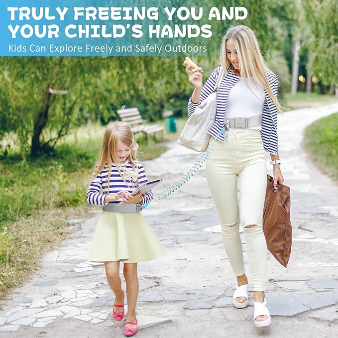 JXM Upgraded Child Waist Harness with Lock for Hands-Free Safety Walking, Adjustable Tether for Outdoor Travel