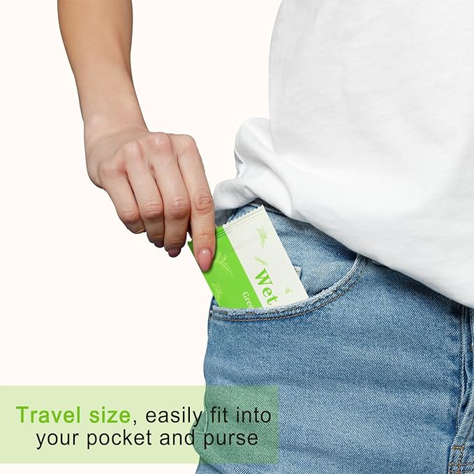 Individual Hand Wipes, 500 PCS Wet Wipes Individually Wrapped, Wet Napkins Travel Size for Wedding, Barbecue, Restaurant, Green Tea Scent