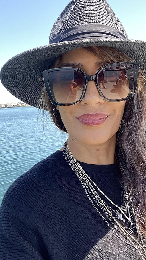 FURTALK Womens Mens Wide Brim Straw Panama Hat Fedora Summer Beach Sun Hats UPF Straw Hat for Women