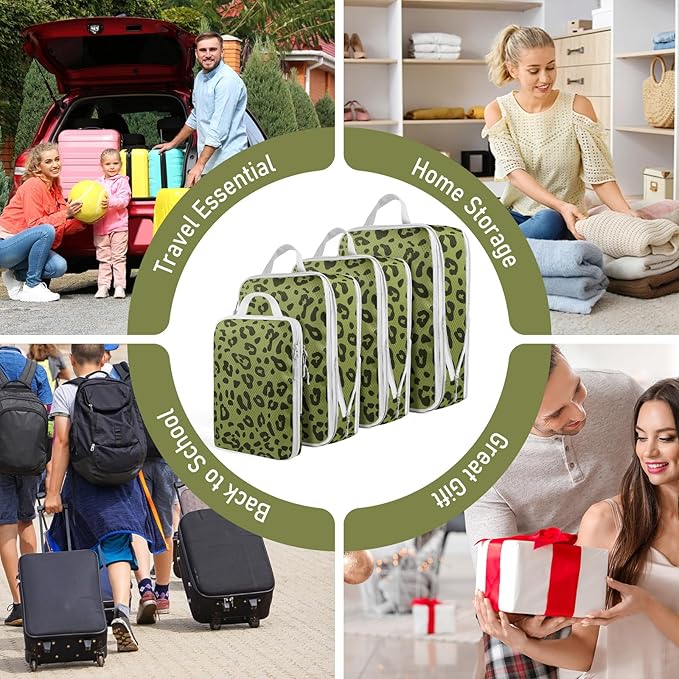 4-Piece Packing Cube Set - Lightweight Luggage Organizers for Travel, Vacation and Suitcases - Durable Accessories with Compression