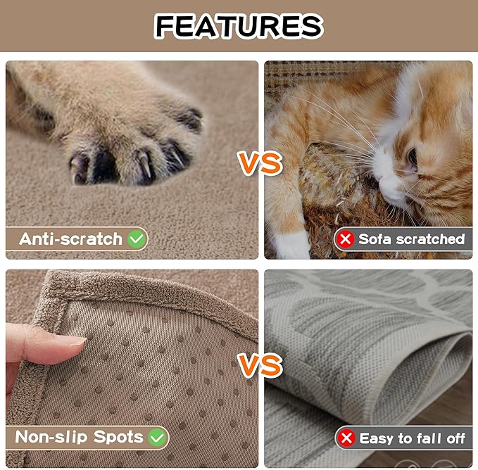 MEETSKY Couch Cover for 2 Cushion Sofa, Washable Cat Scratch Proof Sofa Covers Love Seat L Shape Soft Sectional Sofa Slipcover Furniture Protector for Dogs Pets Kids, 71" x 118", Khaki