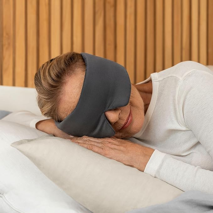 Baloo Silk Weighted Sleep Mask (Grey - 0.6 lb) | Light Blocking & Sound Muffling Eye Mask for Sleeping | Cool, Soft & Comforting