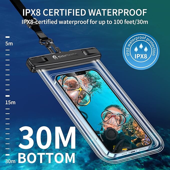 SYNCWIRE Waterproof Phone Pouch [2-Pack] - Universal IPX8 Waterproof Phone Case Dry Bag with Lanyard Compatible with iPhone 15/14/13/12/11 Pro XS MAX XR X Samsung S23 S22 S20+ and More Up to 7 Inches