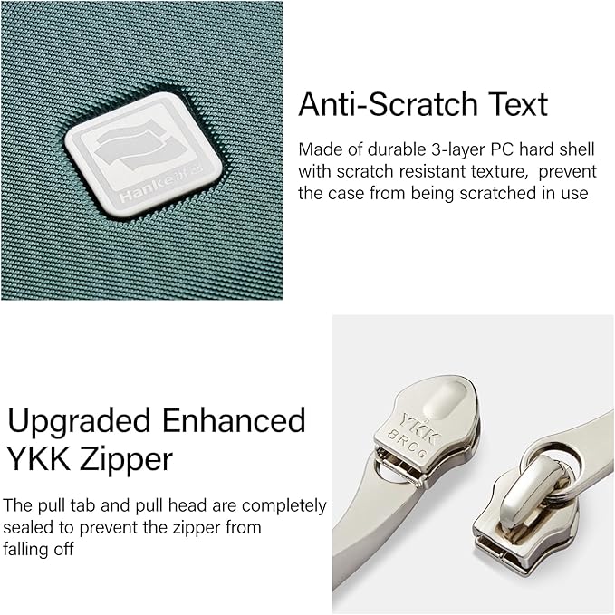 Hanke Top Opening Carry On Luggage, 20 Inch Zipperless Aluminum Frame Wide Handle Luggage, All-PC Hard Shell Trunk Suitcase with Spinner Wheels, TSA Airline Approved (Blackish Green, 40L)