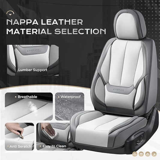 Coverado Seat Covers, Car Seat Covers Front Seats, Car Seat Cover, Car Seat Protector Waterproof, Car Seat Cushion Nappa Leather, Seat Covers Carseat Cover Universal Fit for Most Cars