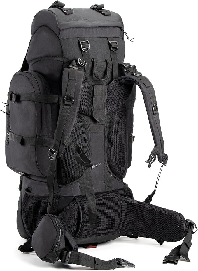 Tripole Colonel 95 Litres Internal Frame Rucksack + Detachable Day Pack, Rain Cover, Black