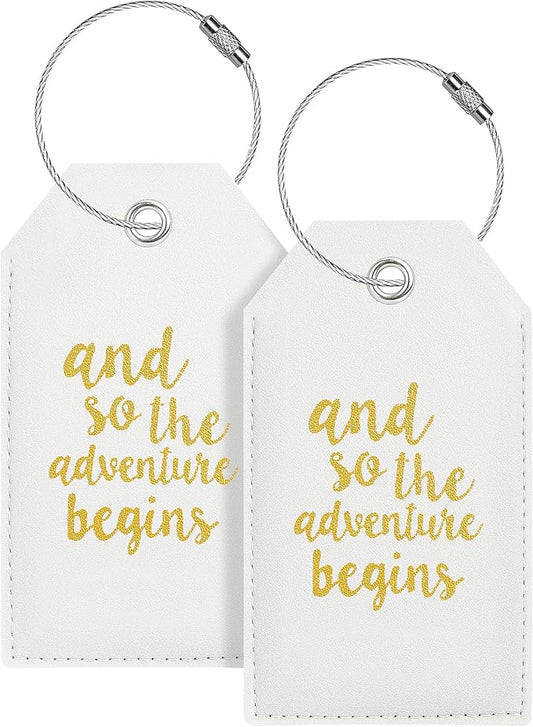 Luggage Tag & Initial Baggage Tags for Suitcases Leather Bag Tags for Backpacks Handbag School Instrument with Name ID Label Travel Essentials, Unique Fun Navy White Personalized Luggage Tags 2 Pack