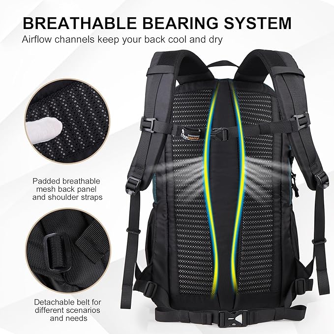 MOUNTAINTOP Hiking Backpack,30L Camping Backpack, Men Women Hiking Daypack Lightweight Travel Backpack for Climbing(Deep Green)