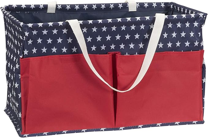 Household Essentials Red, White, and Blue Krush Container All-Purpose Utility Tote with Pockets