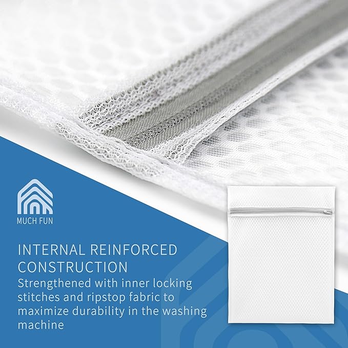 Muchfun 2Pcs Shoes Washing Machine Bag, Honeycomb Mesh Laundry Bags for Sneaker Cleaning 8 x 8 x 15 Inches