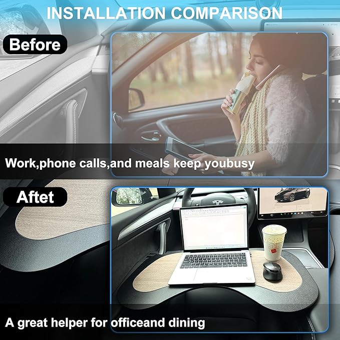 Smasener for Tesla Model 3 Model Y Car Laptop Table, Car Dining Table Tray, Foldable Large Size Multipurpose Tesla Car Tray, Tesla Accessories
