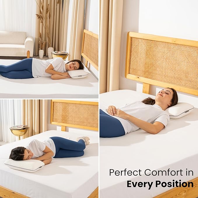 Memory Foam Travel Pillow with Washable Cover & Carry Bag – Compact, Soft & Breathable Neck Pillow for Airplane, Camping & Car (White- with Extra Pink Cotton Cover, 15.7x9.8x3.9 inches)